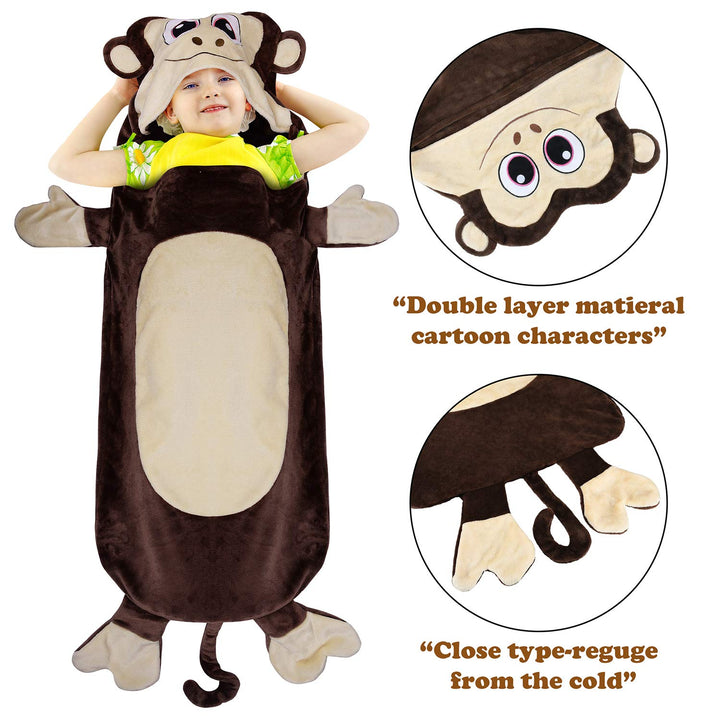Catalonia Monkey Blanket for Kids, Hooded Wearable Snug
