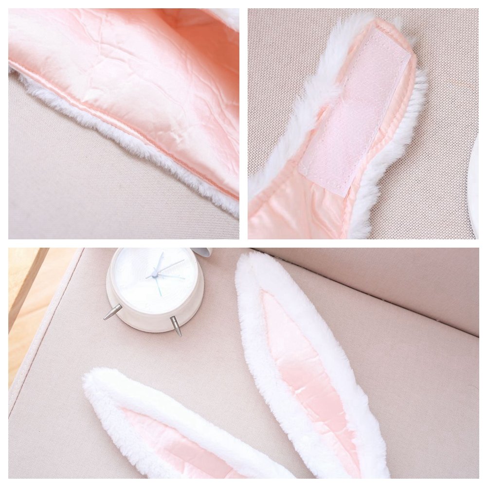 Plush Fun Bunny Ears Hood Women Costume Hats Cosplay Christmas Party Holiday Hat, White