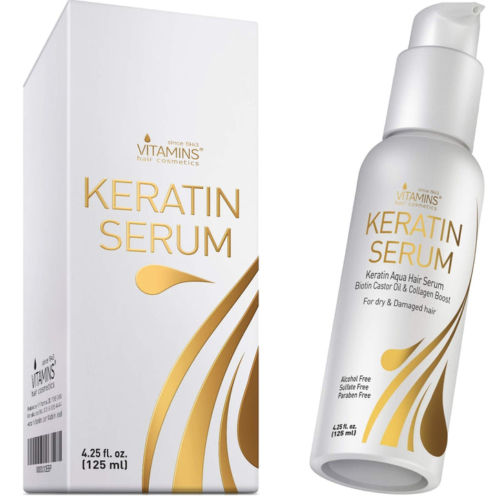 Vitamins Keratin Protein Hair Serum - Anti Frizz Control Hair Oil Repair Treatment - Hair Gloss Shine &amp; Heat Protectant for Frizzy Dry Damaged Hair