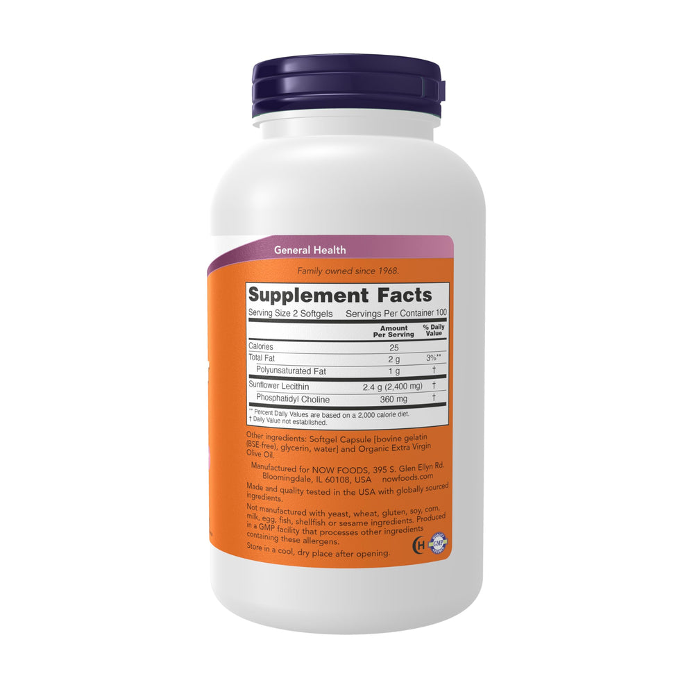 NOW Supplements, Sunflower Lecithin 1200 mg with Phosph