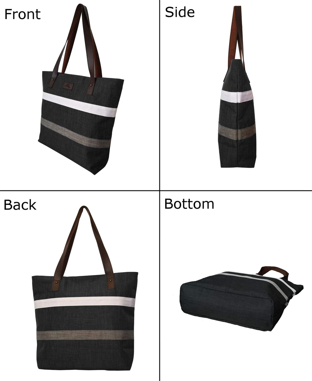 Shoulder Tote Bag Purse Top Handle Satchel Handbag For Women Work College Travel Business Shopping Casual (Black) Upgraded