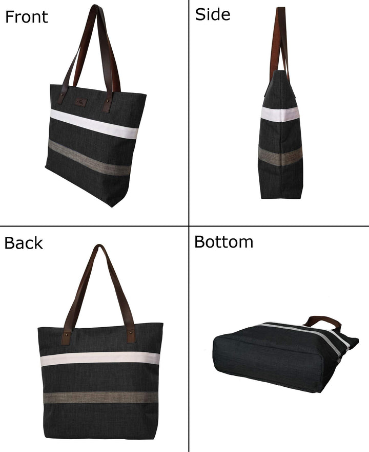 Shoulder Tote Bag Purse Top Handle Satchel Handbag For Women Work College Travel Business Shopping Casual (Black) Upgraded