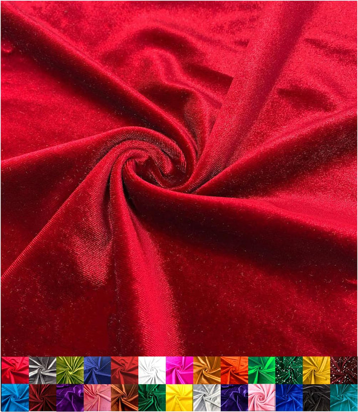 Barcelonetta | Stretch Velvet Fabric | Luxury & Soft | Velvet Fabric | 60 Wide Roll | 10% Spandex | Sewing, Apparel, Upholstery (Red, 2 Yards)