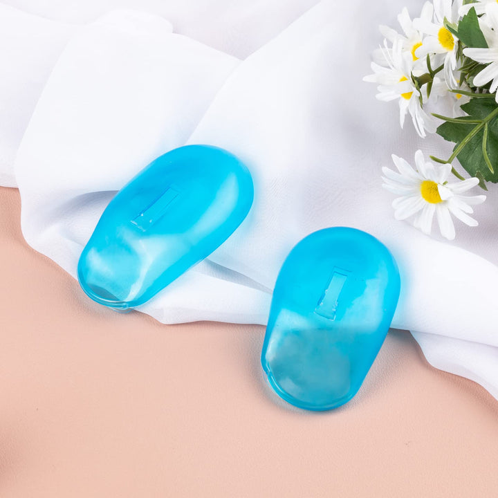 DAZAIGE 5 Pairs Silicone Ear Cover Blue Waterproof Ear Caps Hair Dye Hair Perm Oil Treatment Shield Reusable Anti-Staining Earmuffs Protector for DIY Home Shower Salon Hairdressing Barber Supplies