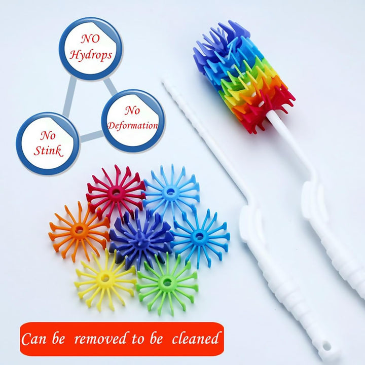 Bottle Brush Cleaner-Baby Milk Bottle Cleaner Soft Silicone Bottle Brusher / 360 Degree Rotating Long Handle Brush for Washing Glassware, Cup, Decanter, Narrow Neck Brewing Bottle