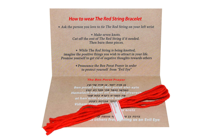 5 pcs Red String Bracelet Against Evil Eye from Rachel’s Tomb Israel with Ben Porat Prayer for Family