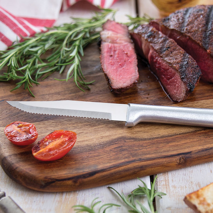 Rada Cutlery Serrated Steak Knife ââ‚¬â€œ Stainless Steel Blade With Aluminum Handle Made in USA, 7-3/4 Inches