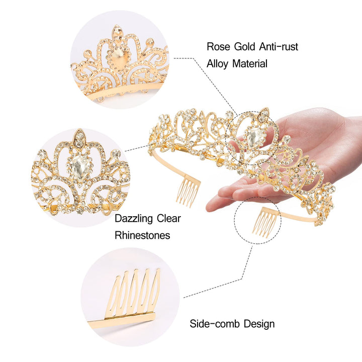 Bride To Be Set,Rhinestone Tiara &amp; Bride To Be Sash,Gold Bachelorette Party Decorations,Bridal Shower Gift,Crowns for Women