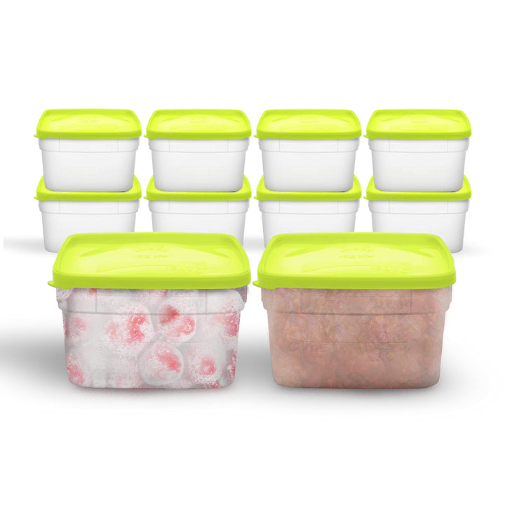 1 Pint Freezer Containers for Food Storage, 10 Pack with Lids - USA Made Reusable Plastic Food Storage Containers - Prep, Store and Freeze - BPA Free, Dishwasher Safe