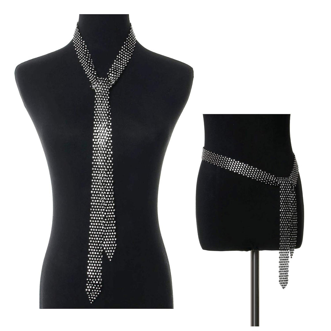 Rhinestone Neck Tie Gift for Women Black