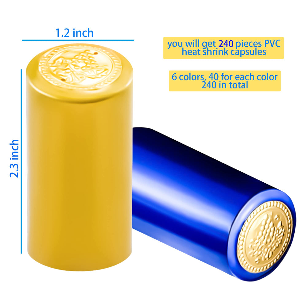 240 Pcs Heat Shrink Caps, Wine Shrink Wrap Wine Bottle Shrink Caps Wine Bottle Tops for Wine Cellars And Home Use