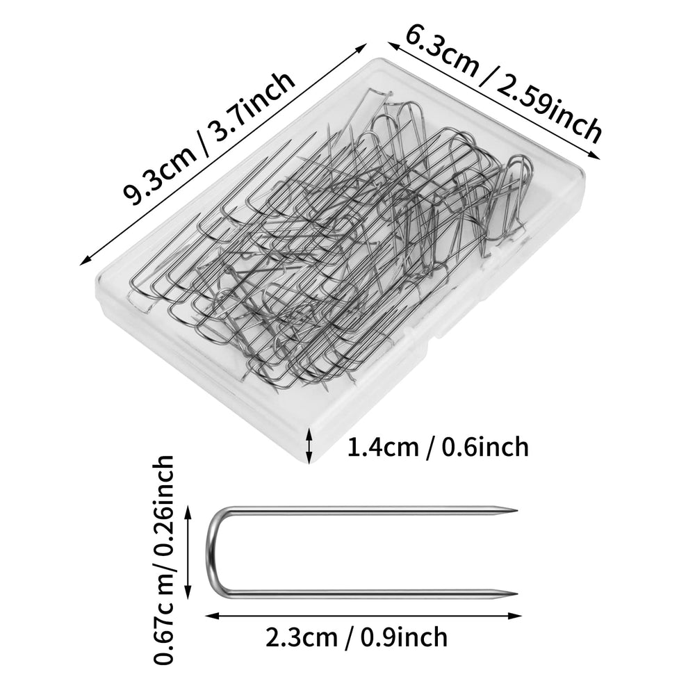 100 Pieces Sewing U-pins Fork Pins for Fabric Craft Pins Quilting Pins Double Blocking Pins Ornament Hanger U Hooks for Sewing Fabric Craft Jewelry Making 0.91 x 0.2 Inch