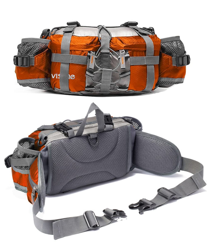 Bp Vision Outdoor Fanny Pack Hiking Camping Biking Waterproof Waist Pack 2 Water Bottle Holder Sports Bag for Women and Men Orange