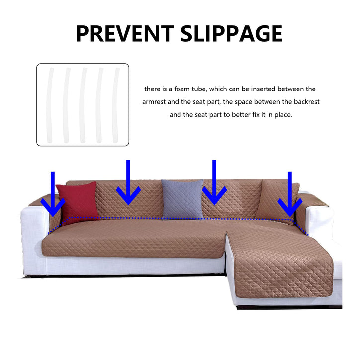 JIABOLANG Double Side L Shape Couch Cover Sectional Sofa Covers Set Chaise Couch Cover Slip Covers for Sofas Couches Sectional Furniture Protector Cover (Large,Coffee)