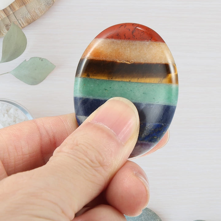2 Pcs Stone Thumb Worry Stone Polished Palm Stones Faux Healing Crystal for Stress Relax