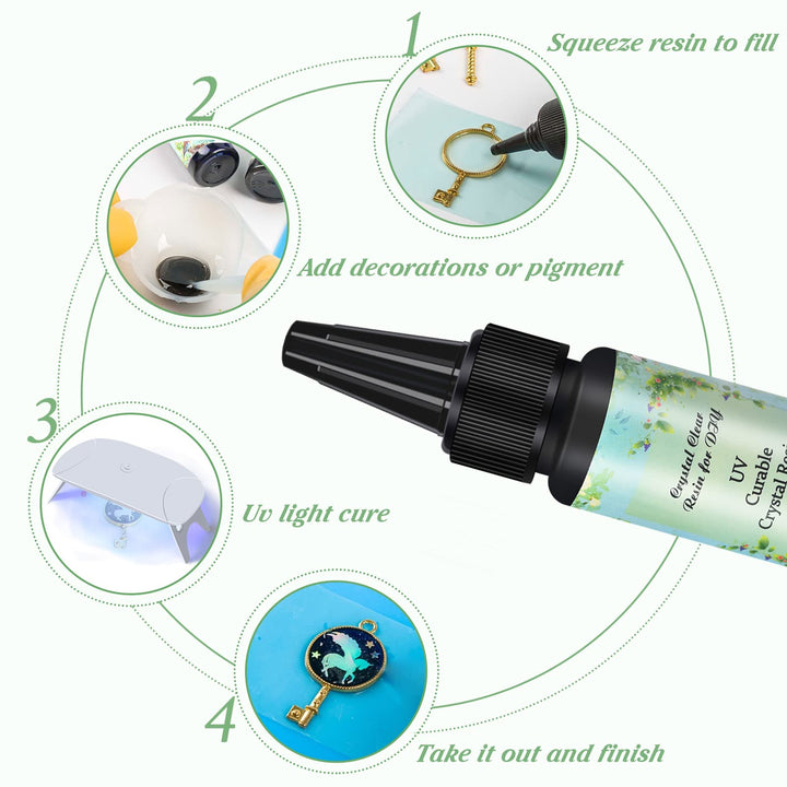 10 Pieces 30ML Crystal Epoxy Resin Curable Glue + Led Lamp for DIY Home Professional Handcraft Jewelry Earrings Necklace Bracelet Nail Art Accessories