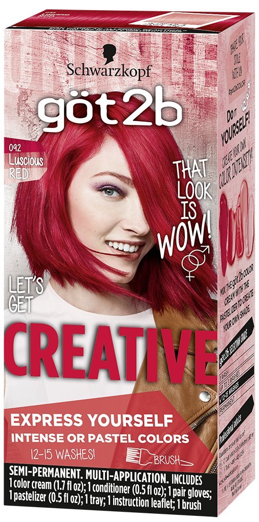 Got2b Creative Semi-Permanent Hair Color, 092 Luscious Red: 092 Luscious Red