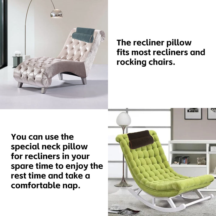 Neck Pillow for Recliner (22x14in) Adjustable Wool Neck Roll, Non-Slip Headrest Sofa Cushion Travel Pillow for Neck and Head Support (Blue)