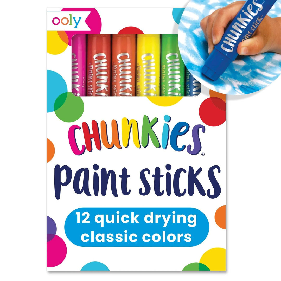 Chunkies 12 Mess Free Paint Sticks For Kids, Tempera Paint Sticks Kid Safe Colors, No Mess Quick Drying Art Supplies for Toddlers and Kids