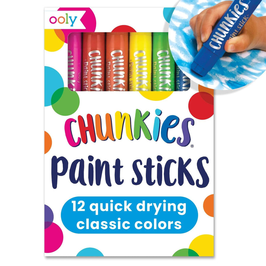 Chunkies 12 Mess Free Paint Sticks For Kids, Tempera Paint Sticks Kid Safe Colors, No Mess Quick Drying Art Supplies for Toddlers and Kids
