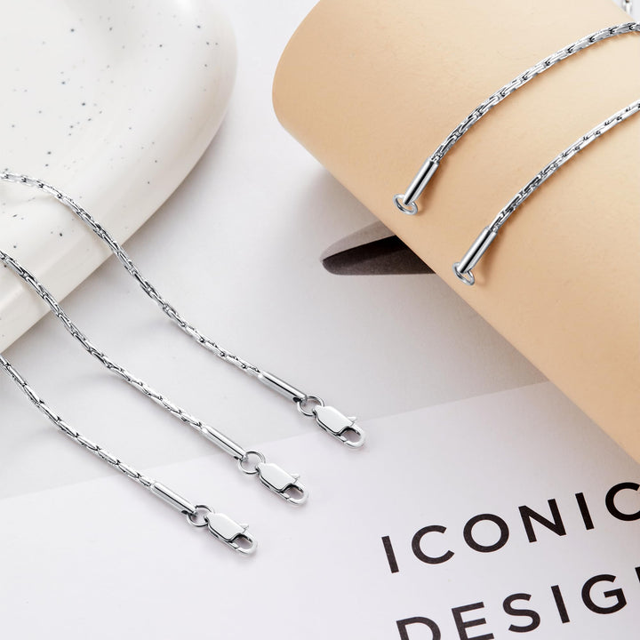 Silver Color Style Titanium Stainless Steel Mens Womens Italy Fantastic Chain Necklaces 2mm Unisex