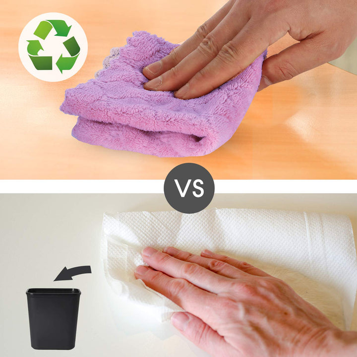 kimteny Cleaning Cloths Kitchen Towels Microfiber Washcloths Lint Free Dish Cloth Reusable Dishtowels Household Super Absorbent Fast Drying, 10x10, Pack of 5 (Purple-Grey)