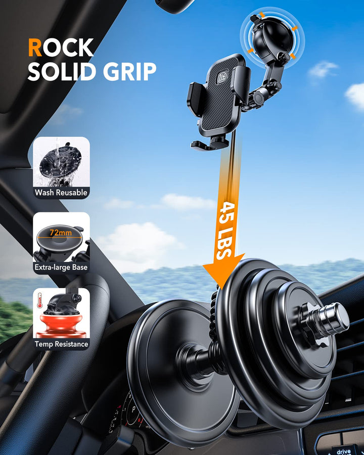Phone Holder for Car,Dashboard Windshield Air Vent Universal 3 in1 Car Phone Holder Mount Compatible for iPhone 15 Pro 14 13 12 11 Max XS X XR 8, Samsung Galaxy S23 S22 S21 All Mobile Smartphone