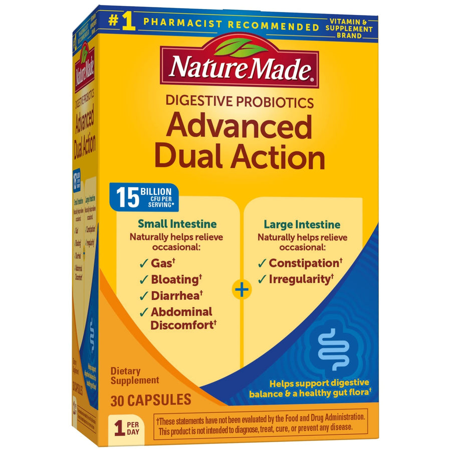 Digestive Probiotics Advanced Dual Action, Probiotics for Women and Men, 30 Probiotic Capsules, 30 Day Supply