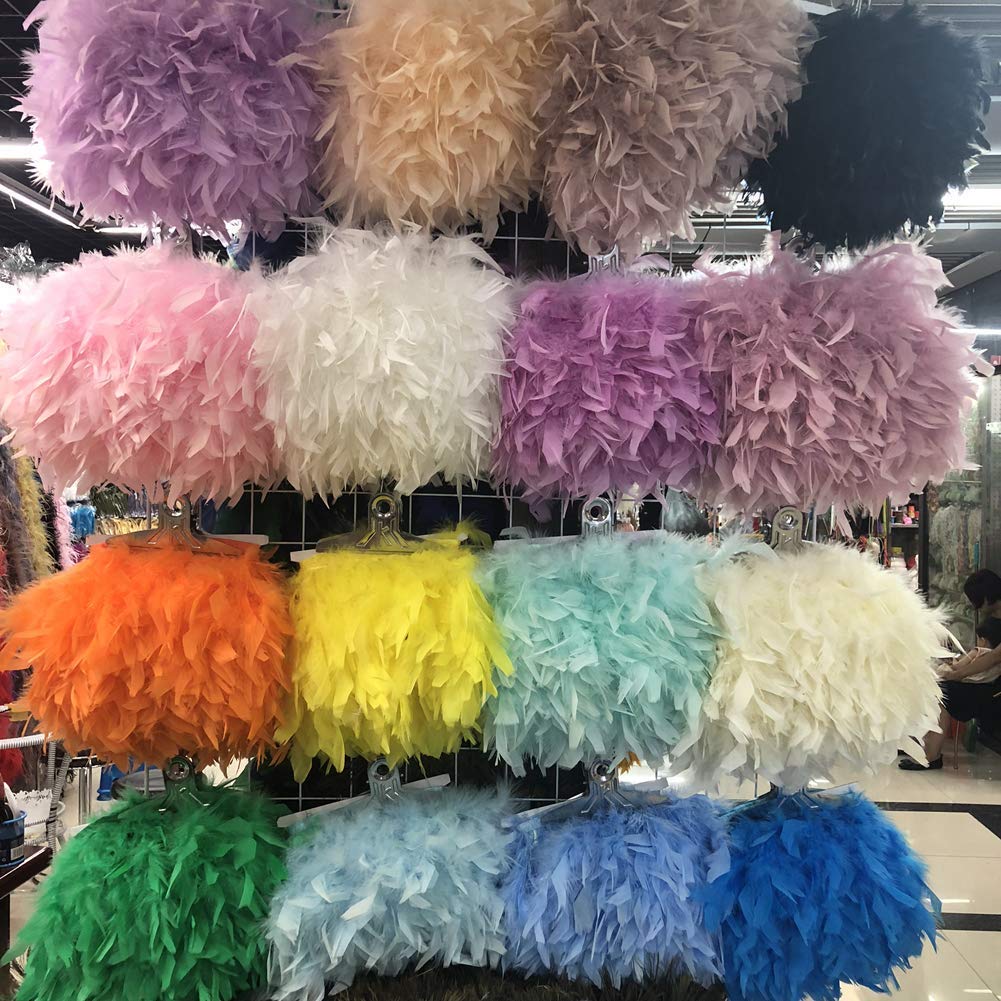 2yards Turkey Feathers Fringe Trim Fashion Dress Sewing Crafts Costumes Decoration (White)