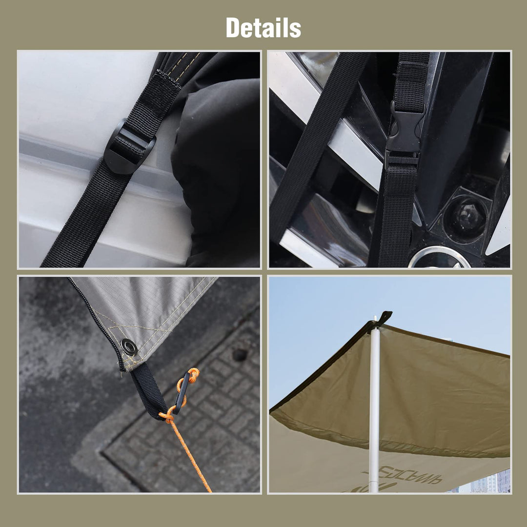 Waterproof Shade Car Awning, Small to Full Size Portable Camping Auto Canopy Camper Trailer Sun Shelter for SUV, Brown