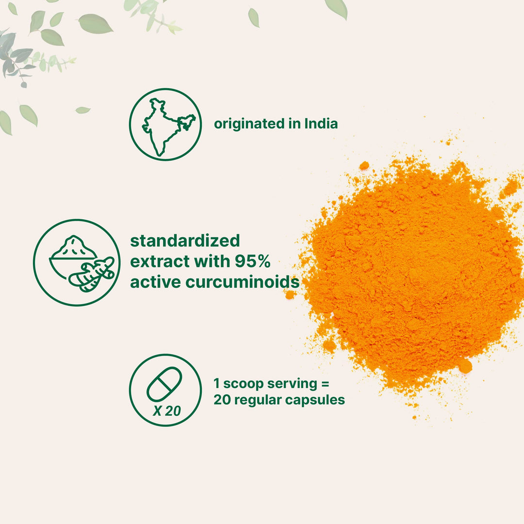 Turmeric Extract 95% Curcuminoids (Natural Turmeric Extract and Turmeric Supplements), 100 Grams, Rich in Antioxidants for Joint &amp; Immune Support, No GMOs, Vegan Friendly, India Origin