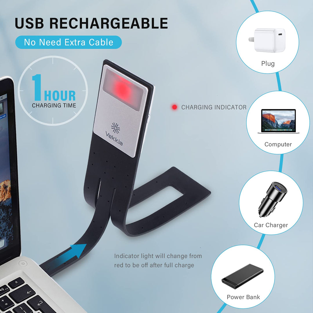 Bookmark Book Light, Clip on Reading Lights for Books in Bed, Infinite Brightness Levels, Soft Light Easy for Eyes, Built-in USB Cable Easy Charge. Perfect for Readers &amp; Kids