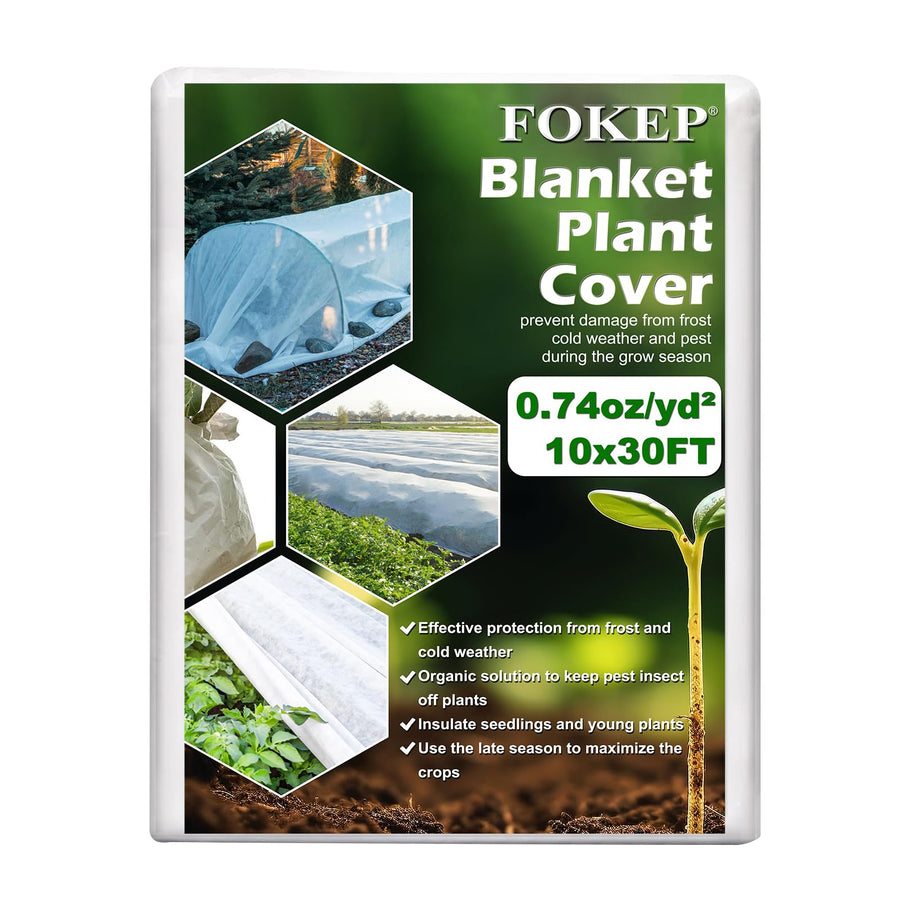 10Ft x 30Ft Plant Covers Freeze Protection, Reusable Frost Cover Plants Blanket for Winter, Floating Row Fabric Cover for Vegetables, Insect Protection, Sunscreen, Season Extension, 0.74oz/yd²