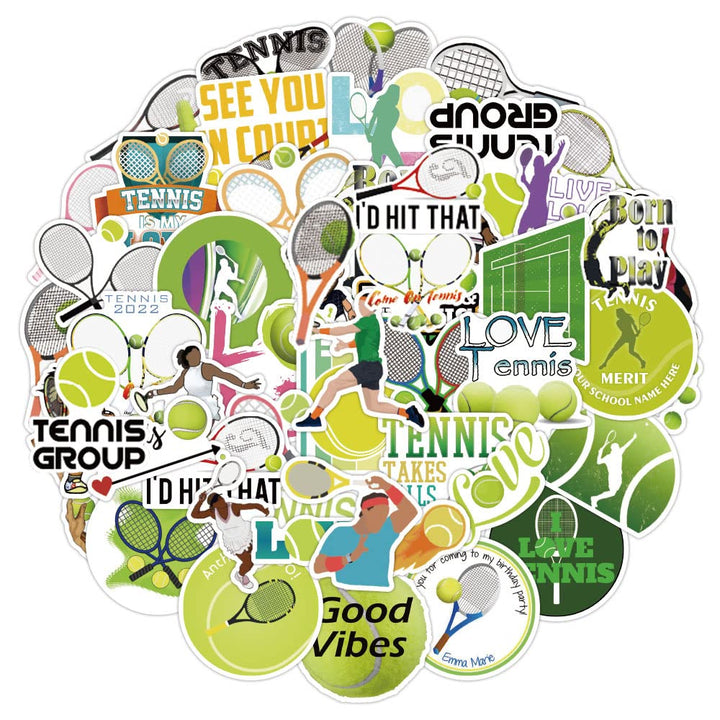 Tennis Stickers |50Pcs Tennis Waterproof Vinyl Decals for Water Bottles Laptop Luggage Cup Computer Mobile Phone Skateboard Guitar Décor