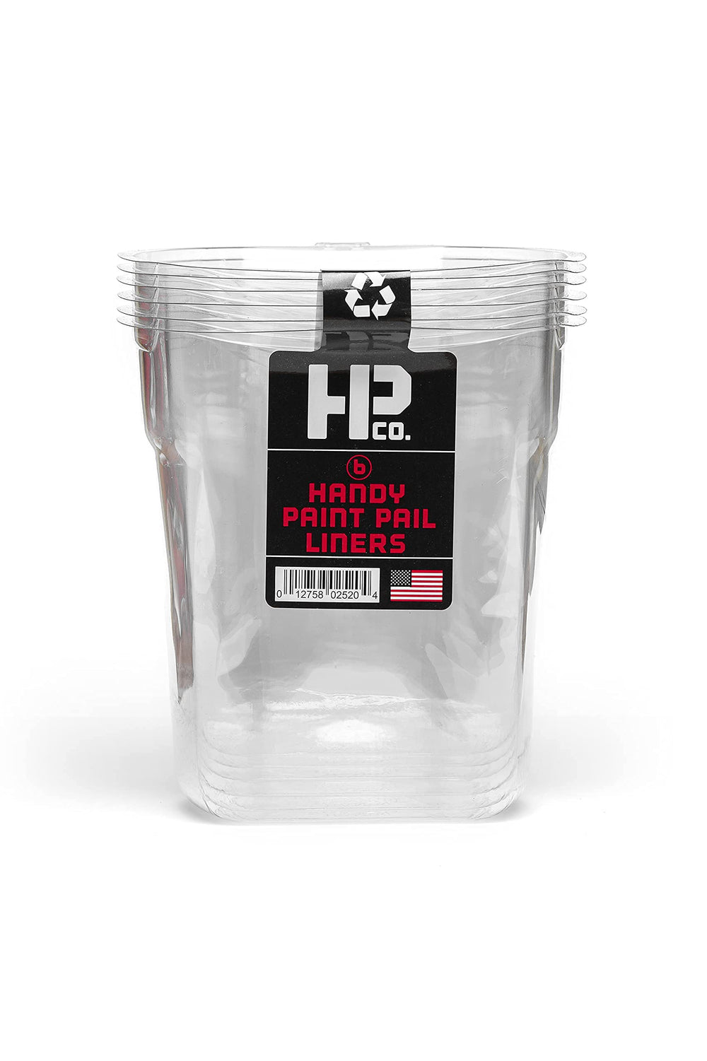 Handy Paint Pail Liner, Holds 32-fl oz of Paint or Stain, Efficient for Clean-ups and Quick Color Changes with Integrated Magnetic Brush Holder, Pack of 6 Liners