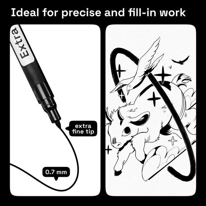 Black Paint Pens for Rock Painting, Stone, Ceramic, Glass, Wood, Tire, Fabric, Metal, Canvas. Set of 5 Water Based Black Markers for Acrylic Painting Extra Fine Point Tip