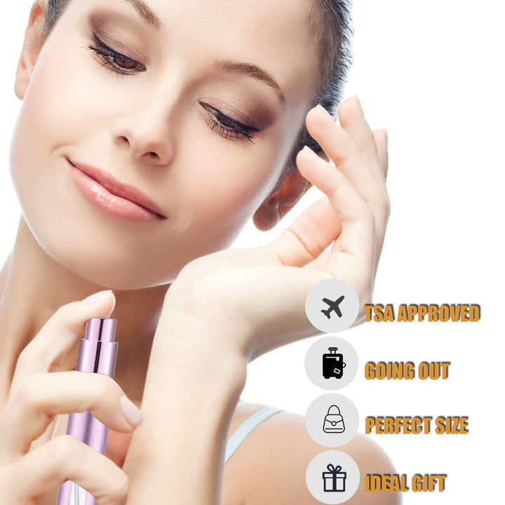 12ml Portable Mini Perfume Atomizer(6 PCS),Refilable Small Spray Bottle for Travel, Empty Pocket Cologne Sprayer, Glass inner and Aluminum Housing(0.4Oz,Pack of 6 with different colors)