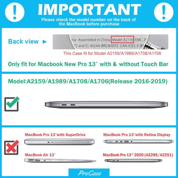 ProCase for MacBook Pro 13 2019/2018/2017/2016 A2159 A1