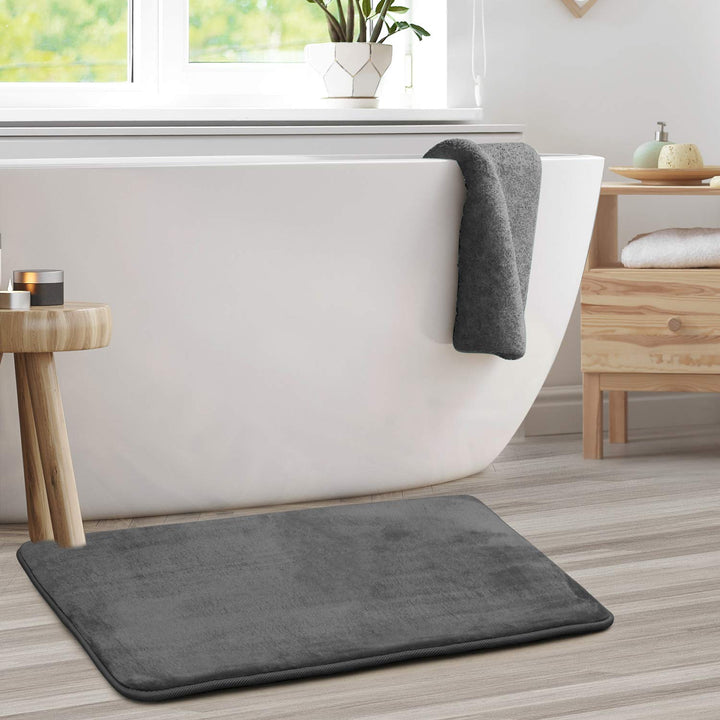 Bathroom Rugs, Ultra Soft Plush Bath Mat for Bathroom, Non-Slip, Velvet Memory Foam Bath Rugs, 20 x 32, Solid Grey