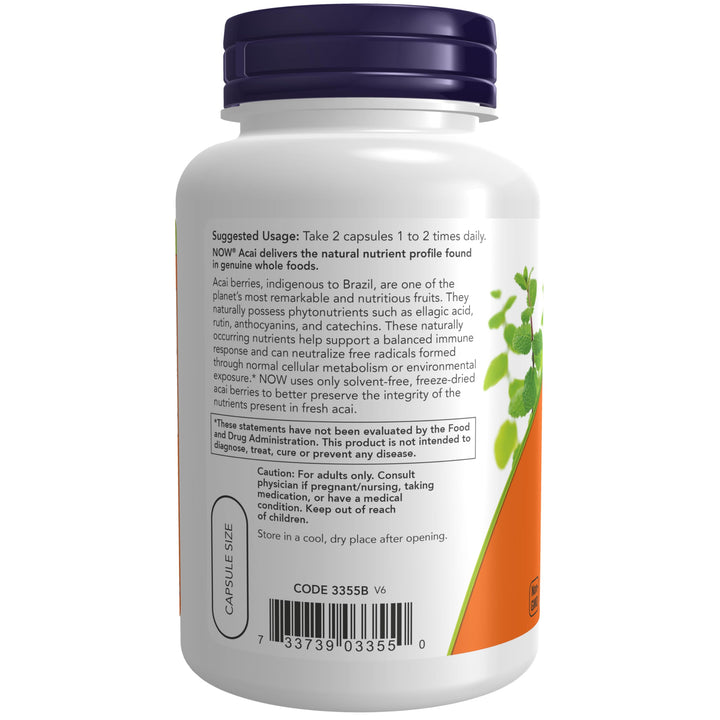 NOW Foods Supplements, Acai 500 mg, Freeze-Dried Super 