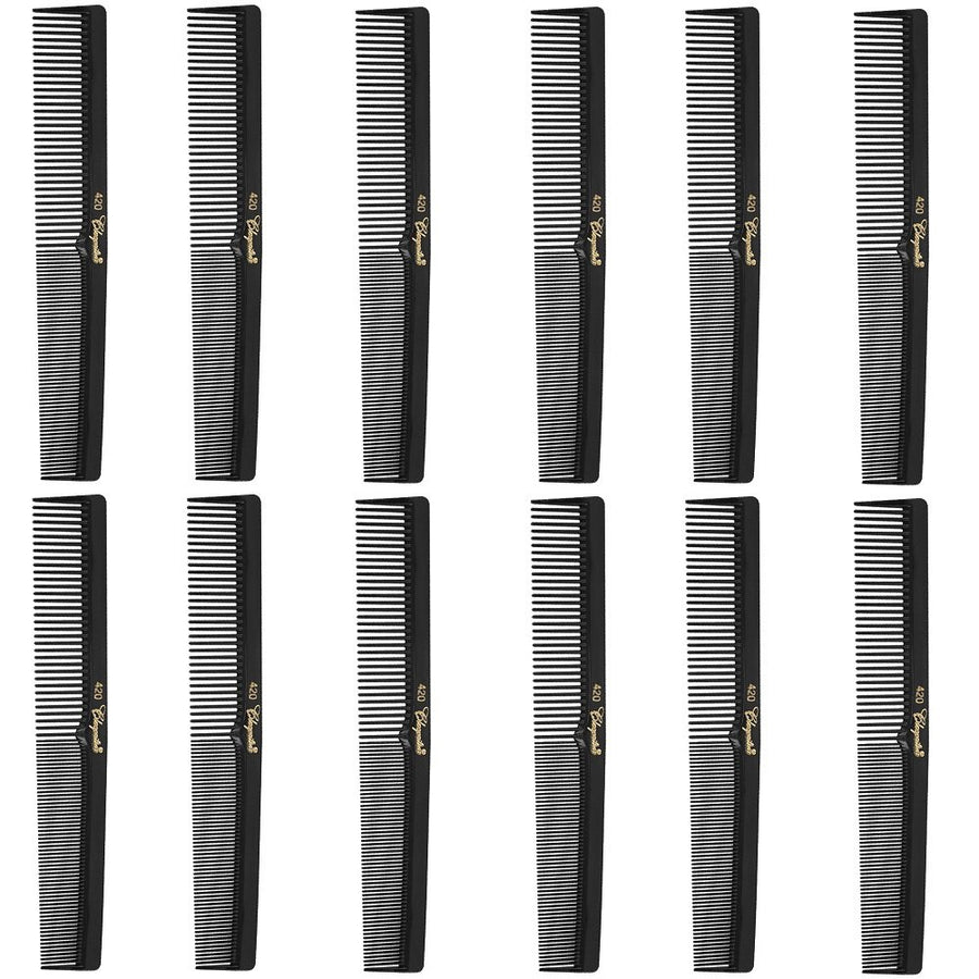 Barber Cleopatra 420 7 Flat Square Back Hair Comb (12 Pack) 12 x SB-C420-BLK