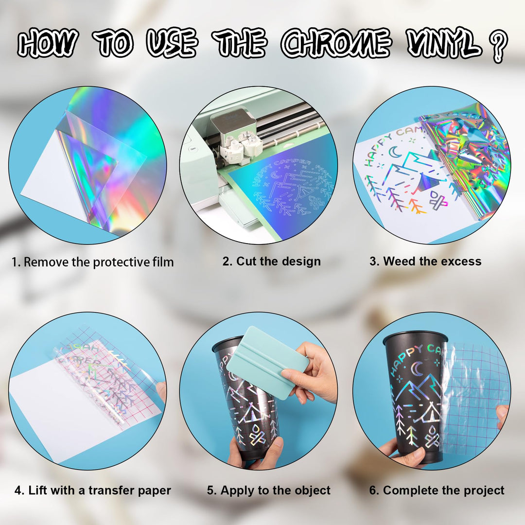 VINYL FROG Holographic Craft Adhesive Vinyl Roll 12x60 