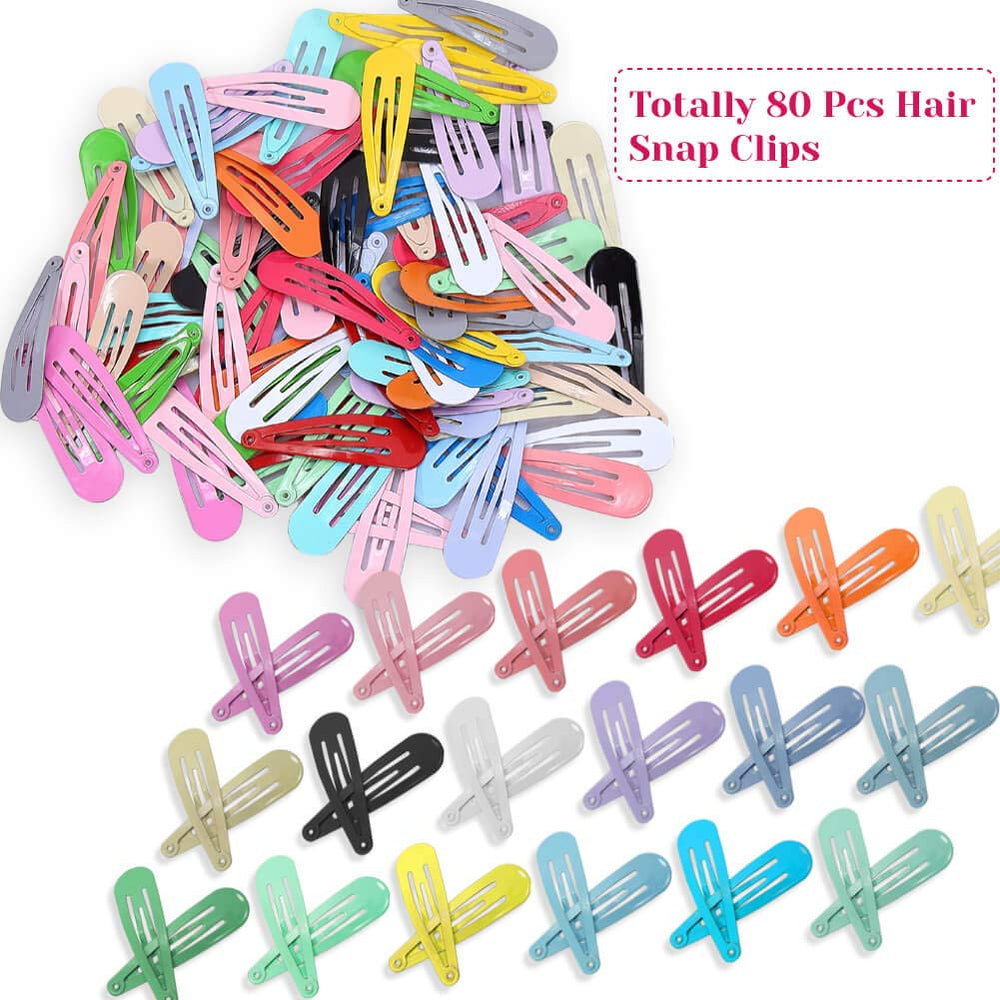 anezus 80 Pcs 2 Inch Snap Multicolor Hair Clips Non-Sli