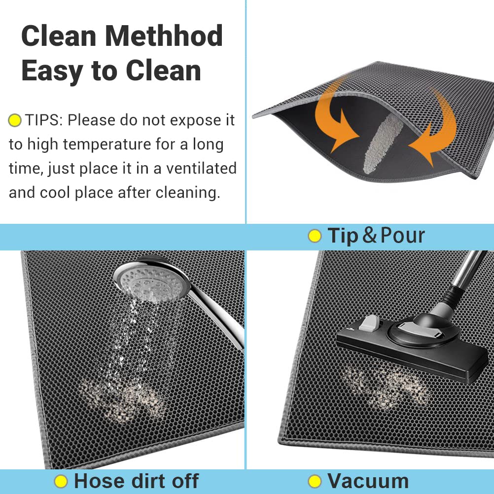 Cat Litter Mat Double Layer Waterproof Urine Proof Trapping Mat 1 Pack (Gray, 30x24 Inch (Pack of 1))