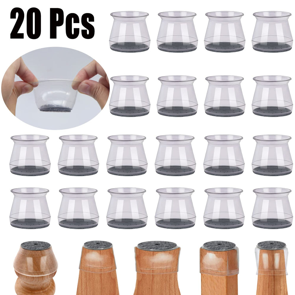 Chair Leg Floor Protectors Chair Leg Protectors for Hardwood Floors Silicone Pads Covers to Protect Floors (Clear-20 Pcs, Universal L (1.3-2)