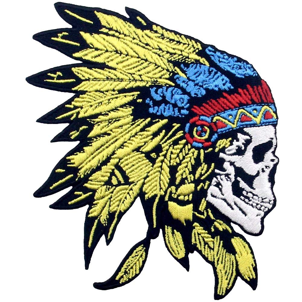 ZEGINs Native American Skull Headdress Patch Embroidere