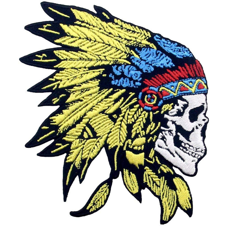 ZEGINs Native American Skull Headdress Patch Embroidere