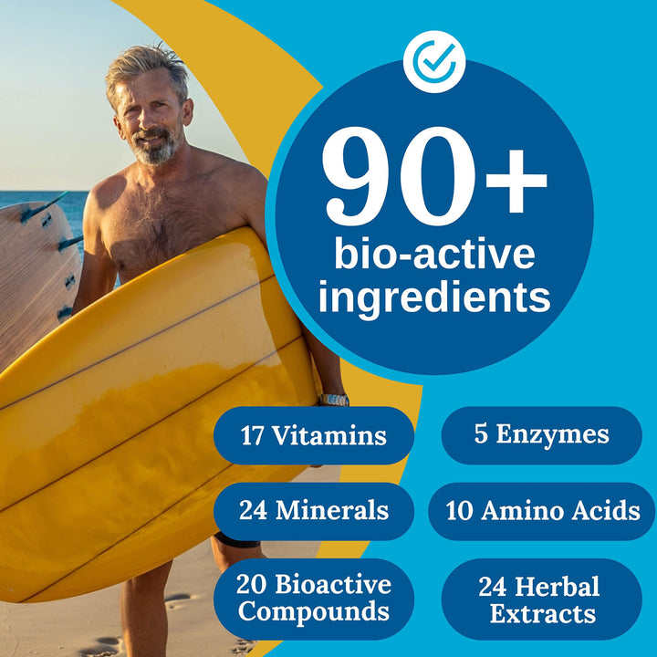 Total Balance Men&#39;s Premium Extra Strength Daily Multivitamin &amp; Mineral - 90+ Nutrients for Complete Immune, Heart, Digestive, and Cellular Health - 30 Day Supply