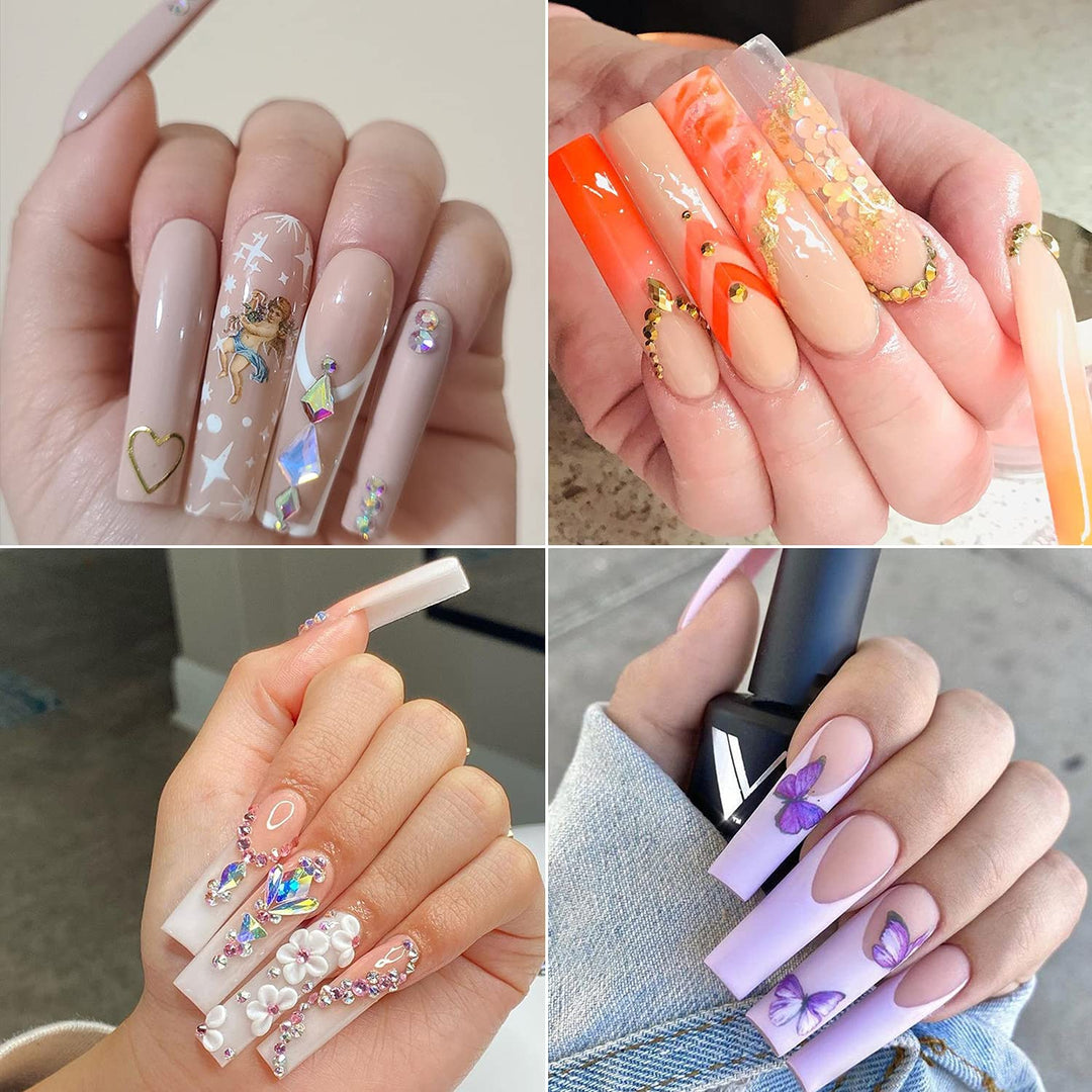 600Pcs Extra Long Nail Tips, Clear XXL Straight Tapered Square Full Cover Nail Tips, Press On False Nail Tips for Salons and DIY Nail Art at Home (Style-3-600PCS)