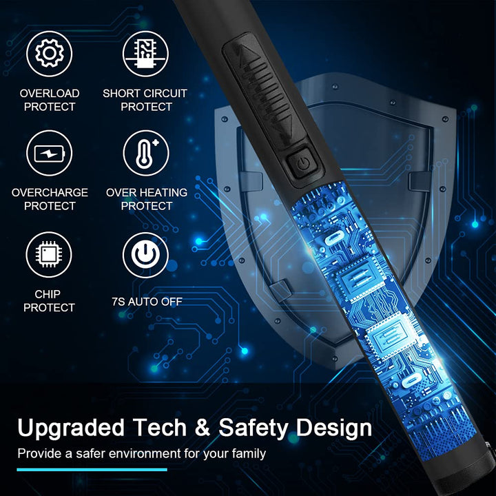 SUPRUS Electric Lighter Candle Lighter USB Type C Rechargeable Lighter Steel Shell & Hanging Hook with 360° Flexible Neck(Black)